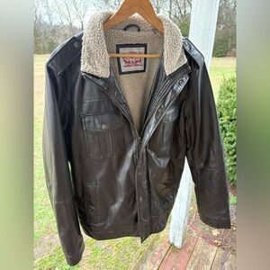 Levi's Women's Dark Brown Leather Jacket with Sherpa Lining